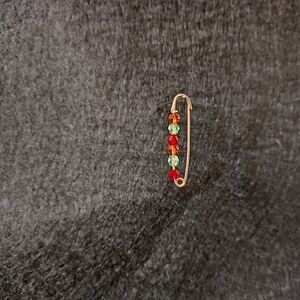 14k solid gold handmade friendship pin w/Swarovski crystals